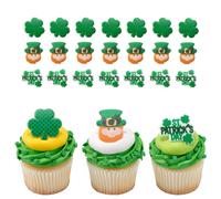 DecoPac St. Patrick's Day Anelli Decorazioni per cupcake toppers con cupcake con green shamrock e leprechauns alimentare cake topper - 24 pacchetti