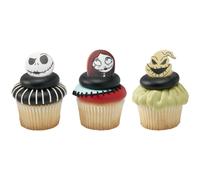 DecoPac The Nightmare Before Christmas Anelli Decorazioni per cupcake con Jack Sally e Oogie Boogy - Confezione da 24