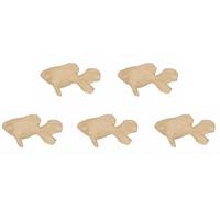 Décopatch AP114Opack - Set di 5 supporti in carta marrone polpata, 12 x 7 cm, pesce