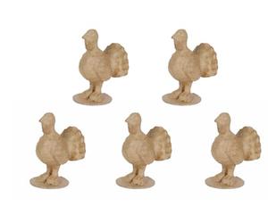 Décopatch AP169Cpack - Un lot de 5 supports en papier brun pulpé 7,5x11,5x8,5 cm, Dinde
