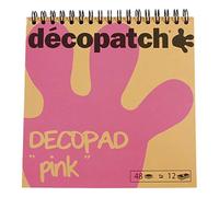 Décopatch BLOC020 - Bloc notes a spirale da 48 fogli di carta stampata 15x15 cm, motivi assortiti (12 fantasie x 4 volte), Rosa