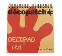 Decopatch BLOC030 - Bloc notes a spirale da 48 fogli di carta stampata 15x15 cm, motivi assortiti (12 fantasie x 4 volte), Rosso