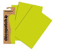 Décopatch C225O - 1 BUSTA da 3 fogli di carta stampata 30x40 cm, a tinta unita verde