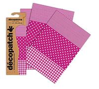 DecoPatch C486O - 1 Busta da 3 Fogli di Carta Stampata 30x40 cm, Cotone, Pois, a Righe Rosa