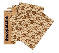 Décopatch C600O - 1 BUSTA da 3 fogli di carta stampata 30x40 cm, Cotone, pois, a righe con fiori marroni vintage