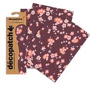Décopatch C707O - 1 busta da 3 fogli di carta stampata 30x40 cm, fiori su sfondo bordeaux