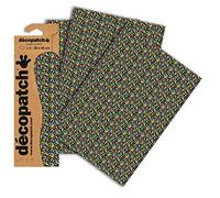 Decopatch C720O - 1 busta da 3 fogli di carta stampata 30x40 cm, Fiori su sfondo nero