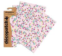 Decopatch C747O - 1 busta da 3 fogli di carta stampata 30x40 cm, Fiori su sfondo rosa