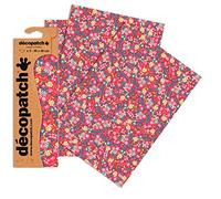 Décopatch C751O - 1 busta da 3 fogli di carta stampata 30x40 cm, fiori rosa brillante