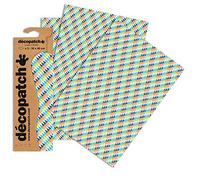 Décopatch C775O - 1 busta da 3 fogli di carta stampata 30x40 cm, Piccole losanghe multicolori