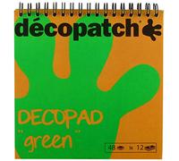 Decopatch BLOC050 - Bloc notes a spirale da 48 fogli di carta stampata 15x15 cm, motivi assortiti (12 fantasie x 4 volte), Verde