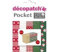 Decopatch DP024C - busta da 5 fogli di carta Decopatch, Carta stampata, 30x40 cm, motivi assortiti, Natale