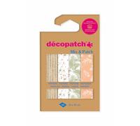 décopatch DP033C - Un Sacchetto di 4 Fogli Dimensioni: 30 x 40 cm - Carta Stampata, Rosa e Verde - Mix & Patch - da 5 Anni, Fai da Te, Design, ristrutturazione