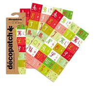 Décopatch Festive-Carta con Stampa dell'alfabeto, 30 x 40 cm, Confezione da 3 Fogli, Multicolore, M, 6 unità