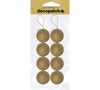 Decopatch NO007O - 1 Confezione da 8 Supporti in cartapesta Marrone 5x5x5 cm, Palle con Cordoncino Dorato