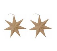 Décopatch NO025Opack - Un Lo de 10 supports en papier brun mâché 1x6,5x7,5 cm, Etoile plate à suspendre
