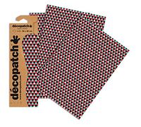 Décopatch-Un Sacchetto di 3 Fogli di Carta Stampata 30 x 40 cm, a Pois Blu, Rosso, Nero Decorativa, Colore, Rossi e Neri, 3 Sheets, C719O