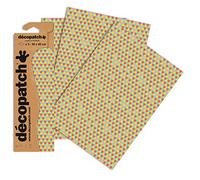 Décopatch-Un Sacchetto di 3 Fogli di Carta Stampata 30 x 40 cm, Giallo, Rosso, Verde a Pois Decorativa, Colore, Rossi e Verdi, 3 Sheets, C713O