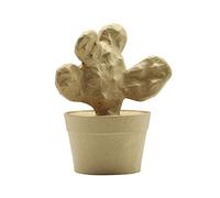Decopatch-Un Supporto di Carta Marrone pulpato 9,5x13x16,5 cm, Cactus Racchetta Cartoni Oggetto da Decorare in cartapesta, Colore Kraft Naturale, S, HD047C