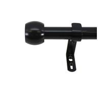 Decopolitan 1"""" Knob Curtain Rod Set 18 to 36 Inches Black