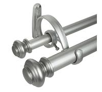 Decopolitan 2,5 cm urna Doppia Finestra Trattamento Asta Set, Metallo, Antique Silver, 36" to 72"