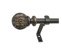 Decopolitan 5/8" Leaf Ball Set di aste per Tende, Bronzo Vintage, 26 to 48 Inches