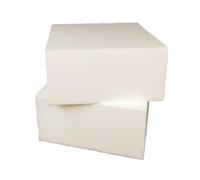 DecoPorex - Blocchi in polistirolo 20 x 20 x 10 cm (2 pezzi) per artigianato - Mattoni quadrati in polistirene per arti e mestieri - Colore bianco