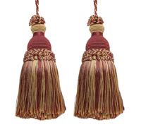 DÉCOPRO Bella nappa per chiavi, realizzata a mano, 12,5 cm, anello da 8,5 cm, (stile # IKTJ), bordeaux oro rosso #1253 (rosso carminio, oro giallo, rosso scuro) confezione da 2