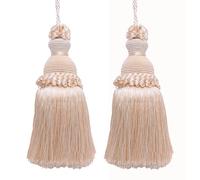 DÉCOPRO Bella nappa per chiavi, realizzata a mano, 12,5 cm, anello da 8,5 cm, (stile # IKTJ), conchiglia avorio #5055 (bianco avorio, bianco sporco), confezione da 2