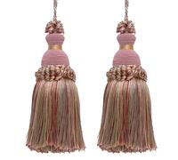 DÉCOPRO Bella nappa per chiavi, realizzata a mano, 12,5 cm, anello da 8,5 cm, (stile # IKTJ), rosa estiva #3549 (rosa chiaro, bianco avorio, verde blu) confezione da 2