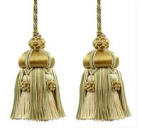 DÉCOPRO Elegante nappa per chiavi, realizzata a mano, da 10 cm, anello da 8,5 cm, accentata con nappe a corona (stile # KTAX4), citronella oro #LX02 (oro chiaro e giallo, verde salvia) confezione da 2