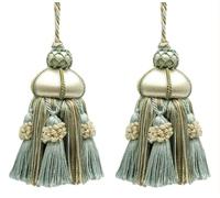 DÉCOPRO Eleganti nappe per chiavi, realizzate a mano, 10 cm, anello da 8,5 cm, accentate con nappe a corona (stile # KTAX4), color crema e avorio #LX03 (azzurro, beige chiaro, bianco avorio),