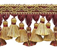 DÉCOPRO Frangia Con Tassello Lunga 3 3/4" Colore# 1253 - Borgogna Oro [27 Iarde]