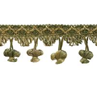 DÉCOPRO Nastro Frangia Tassel Olive Champagne 2" Cipolla Sagegrass [5 Metri]