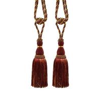 DÉCOPRO Noblesse Collection - Elegante fermatenda per tende e tendaggi, lunghezza nappa: 20 cm, 76 cm (Stile # TBH8), bordeaux, oro rosso #1253 (rosso carminio, oro giallo, rosso scuro) confezione da