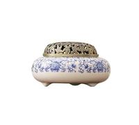 Decor Bruciatore di incenso in ceramica blu e bianca Fatto a mano