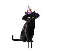 Decor con paletti di cantiere del gufo - di pollo 2d | Decorazione statue di Halloween Cat Yard | Silhouettes di palette decorative in metallo zucca pollo e alberi per il canotto di cortil