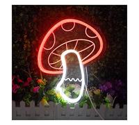 Decor Da Parete Insegne Al Neon Creative Forma Di Fungo|Insegne Luminose Al Neon In Lamiera Acrilica|Luce Al Neon A LED Dimmerabile|Insegna Luminosa Alimentata Tramite USB Per Festa,Rosso + Bianco