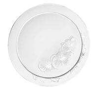 Decor Decorline - 32 Piatti Eleganti in Plastica Rigida Riutilizzabili per 16 persone - Collezione Orchid - Bianco/Argento- Piatti per la cena e il dessert - 2 misure (16x26cm, 16x19cm)