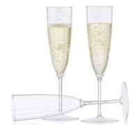 Decor Decorline - 48 x Bicchieri da Champagne in Plastica Riutilizzabili con Trasparente Calici Flute da Champagne per Matrimoni, Feste, 170 ml - Set di 48 - Trasparente