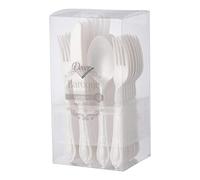 Decor Decorline - Set di posate in plastica robusta riutilizzabile - 40 pezzi - Ciascuno con 20 forchette, 10 coltelli, 10 cucchiai - Collezione Baroque - Perla