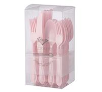 Decor Decorline - Set di posate in plastica robusta riutilizzabile - 40 pezzi - Ciascuno con 20 forchette, 10 coltelli, 10 cucchiai - Collezione Baroque - Rosa