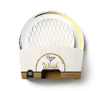 Decor Decorline - Set di stoviglie riutilizzabili da 32 pezzi/per 16 persone - Collezione Whisk - Bianco/Oro - Piatti da dessert per cena e antipasti - 2 misure (16 x 26 cm e 16 x 19 cm)
