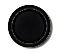 Decor Decorline - Set Piatti Plastica Rigida Riutilizzabili da 20 pezzi/per 10 persone - Edge Collezione - Nero con Bordo Oro - Piatti dessert & Piatti pranzo - 2 misure (10 x 26 cm, 10 x 21 cm)