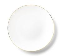 Decor Decorline - Set Piatti Plastica Rigida Riutilizzabili da 32 pezzi/per 16 persone - Classic Combo - Bianco con Bordo Oro - Piatti dessert & Piatti pranzo - 2 misure (16 x 26 cm, 16 x 19 cm)