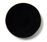 Decor Decorline - Set Piatti Plastica Rigida Riutilizzabili da 32 pezzi/per 16 persone - Classic Combo - Nero con Bordo Oro - Piatti dessert & Piatti pranzo - 2 misure (16 x 26 cm, 16 x 19 cm)