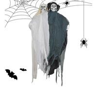Decor For Halloween Indoor Outdoor - Hanging Light-Up Decoration With Spooky Face | Cute & Scary Yard For Porch, Tree, Doorway | Haunted House Halloween Party Prop For Home Display