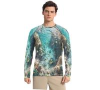 decor gift 3D Optical Illusion Underwatercenery Camicie da bagno da uomo UPF 50+ Loose Crew Neck Comfort Abbigliamento protettivo UV, Illusione Ottica 3D Scenario Subacqueo, X-Large