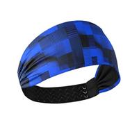 decor gift A scacchi Blu Elettrico Nero Antiscivolo Fascia atletica Donne Elastiche fasce per il sudore per le donne per tennis tennis tennis vendas para el pelo mujer