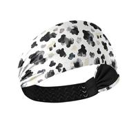 decor gift Acquerello Mucca Pelliccia Stampa Bianco e Nero No Slip ampie fasce per le donne Elastiche fasce per il sudore per make up make up vendas para el pelo mujer